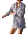 Aston Studio Buddy Stripe Long Sleeve Shirt In Neelam Stripe In Blue