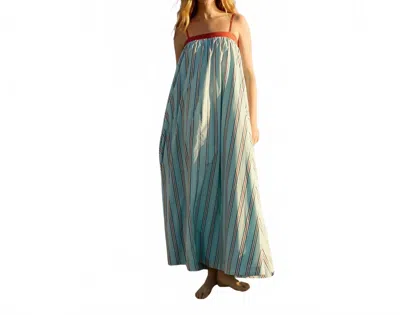 Aston Studio Daya Maxi Dress In Cherry Stripe In Blue