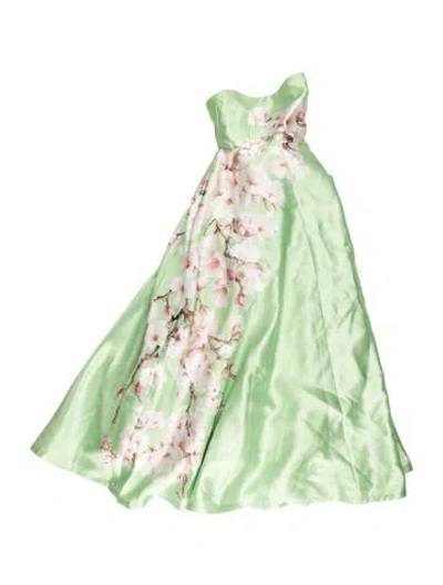 Pre-owned Aston Studio Floral Print Long Dress In Green