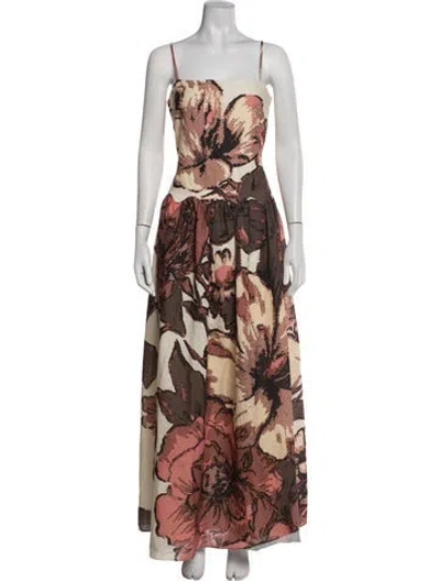 Pre-owned Aston Studio Floral Print Long Dress In Multicolor