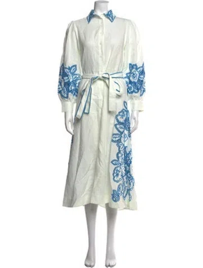 Pre-owned Aston Studio Floral Print Midi Length Dress In Blue/green