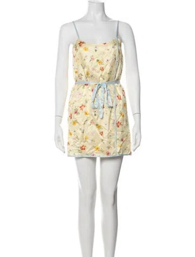 Pre-owned Aston Studio Floral Print Mini Dress In Blue