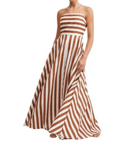 Aston Studio Hazel A-line Maxi Dress In Cigar/optic Stripe