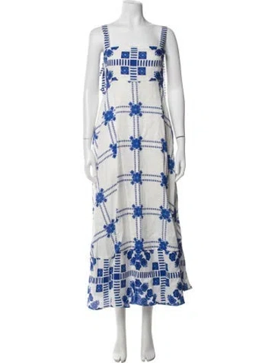 Pre-owned Aston Studio Linen Midi Length Dress In Multicolor