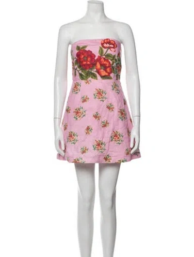 Pre-owned Aston Studio Linen Mini Dress In Pink