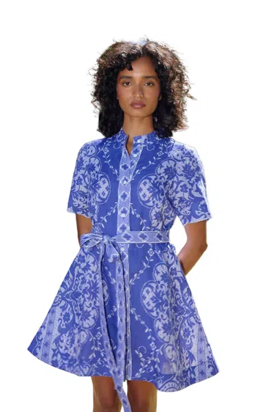 Aston Studio Nami Mini Dress In Antique Royal In Blue
