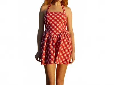 Aston Studio Polly Mini Dress In Redcurrent Gingham In Multi