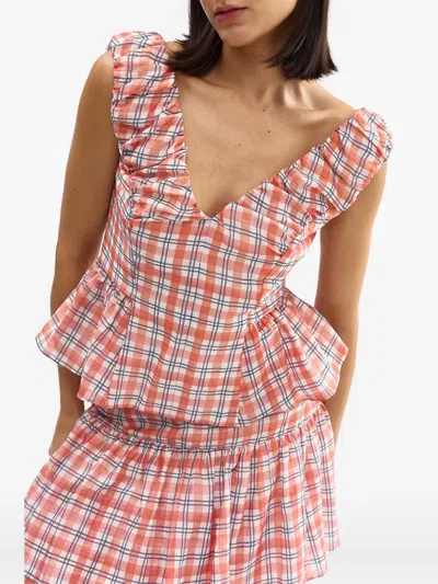 Aston Studio Romane Ruffled Peplum Blouse In Pattern