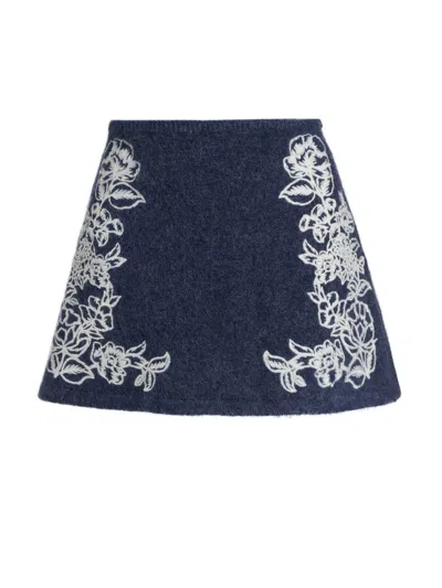 Aston Studio Women's Le Fleur Agnes Mohair-wool Blend Miniskirt In Blue