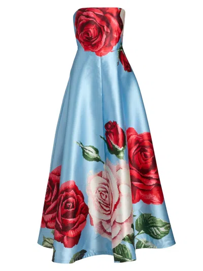 Aston Studio Women's Le Fleur Audrey Strapless Gown In Blue