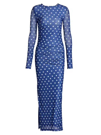 Aston Studio Women's Le Fleur Ezli Polka-dot Maxi Dress In Blue