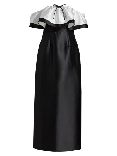 Aston Studio Women's Le Fleur Primrose Off-the-shoulder Maxi Dress In Black