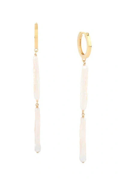Astor & Orion Ariko Pearl Huggies In Gold