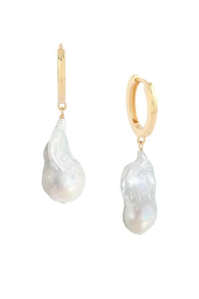 Astor & Orion Baroque Pearl Huggies 18k On Sterling In Red
