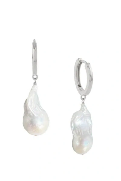 Astor & Orion Baroque Pearl Huggies Sterling Silver In Red