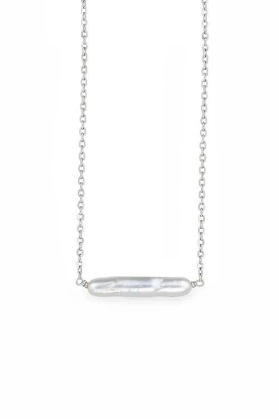 Astor & Orion Maris Pearl Bar Necklace In Silver