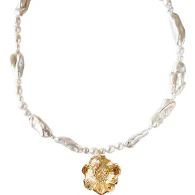 Astor & Orion Poppy Pearl Necklace In Purple