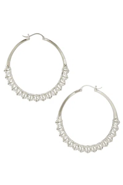 Astor & Orion Women's Calla Art Nouveau Hoops Silver Large