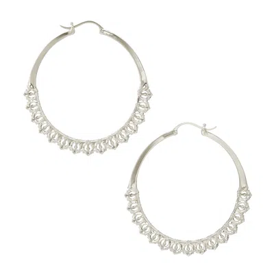 Astor & Orion Women's Calla Hoops Silver Large In White