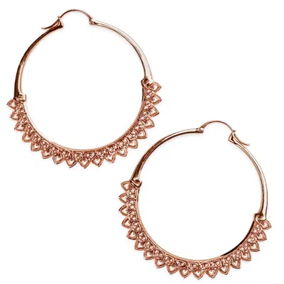 Astor & Orion Women's Corazon Rose Gold Hoops In White