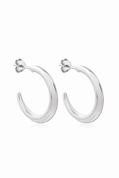 Astor & Orion Women's Crescent Hoops Silver Medium