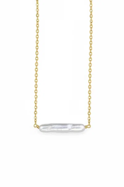 Astor & Orion Women's Gold Maris Pearl Bar Necklace 18k On Sterling
