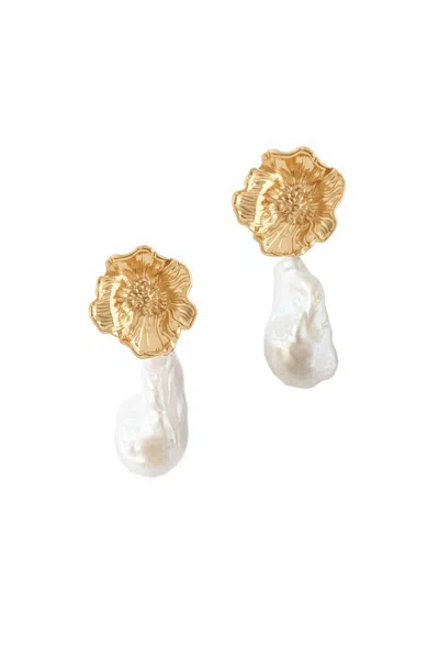 Astor & Orion Women's Gold Poppy Baroque Pearl Drops In White