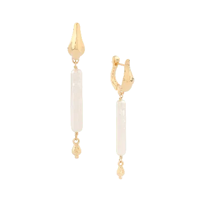 Astor & Orion Women's Gold / White Artemis Pearl Huggies Gold