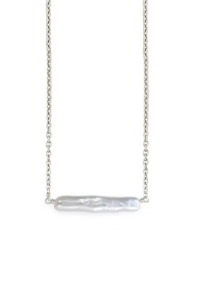 Astor & Orion Women's Maris Pearl Bar Necklace In Silver In Metallic