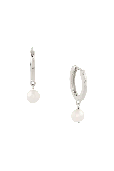 Astor & Orion Women's Paloma Pearl Huggies Sterling Silver