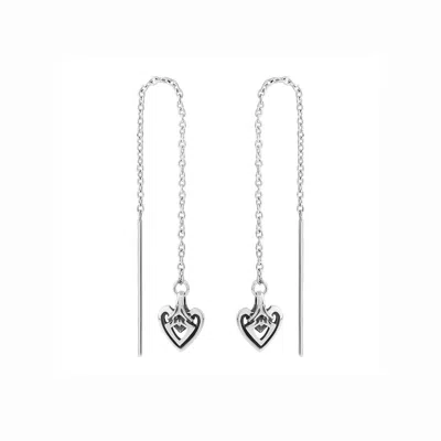 Astor & Orion Women's Silver Heart Threader Earrings In Metallic