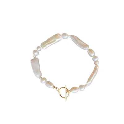 Astor & Orion Women's White / Gold Freshwater Keishi Pearl Bracelet