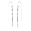 Astor & Orion Women's White / Silver Mae Paperclip Chain & Pearl Threader Earrings In Silver