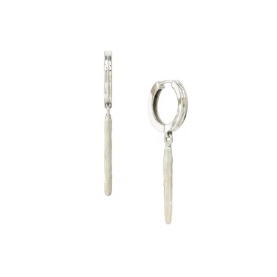Astor & Orion Women's White / Silver Nora Silver Hoops With Freshwater Pearl Dangle In Metallic