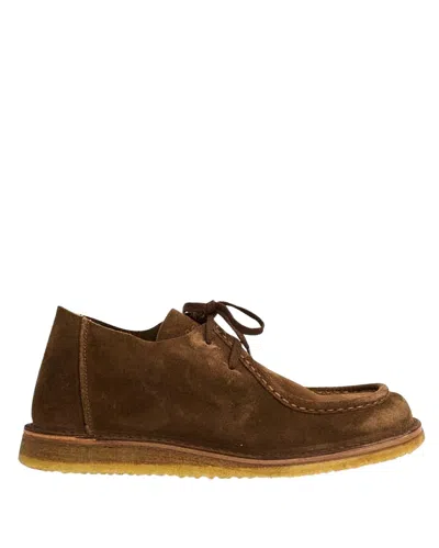 Astorflex Brown Suede Loafers With Lace-up Design