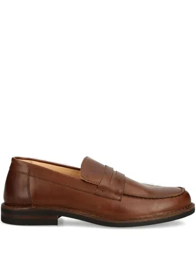 Astorflex Penny-strap Leather Loafers In Brown