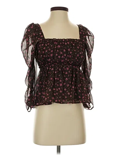 Pre-owned Astr 3/4 Sleeve Blouse In Black