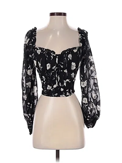 Pre-owned Astr 3/4 Sleeve Blouse In Black