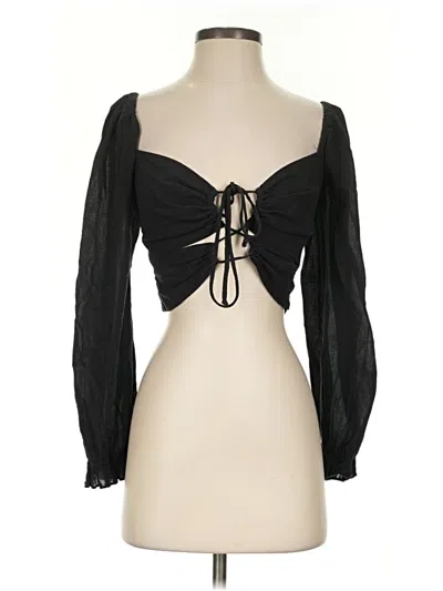 Pre-owned Astr 3/4 Sleeve Blouse In Black