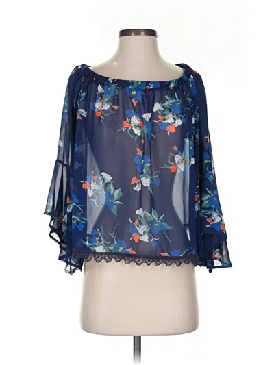 Pre-owned Astr 3/4 Sleeve Blouse In Blue