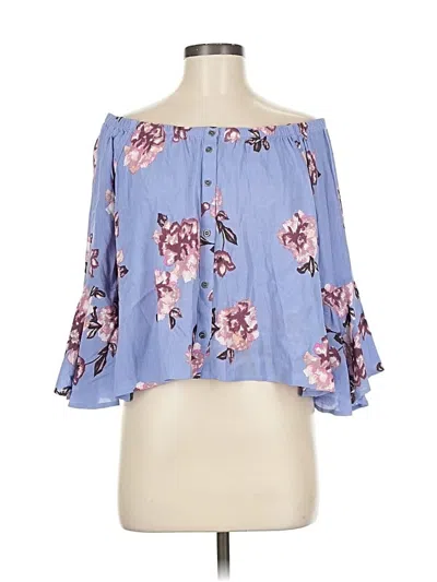 Pre-owned Astr 3/4 Sleeve Blouse In Blue