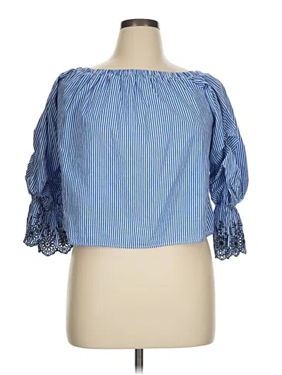 Pre-owned Astr 3/4 Sleeve Blouse In Blue