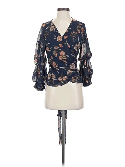 Pre-owned Astr 3/4 Sleeve Blouse In Blue
