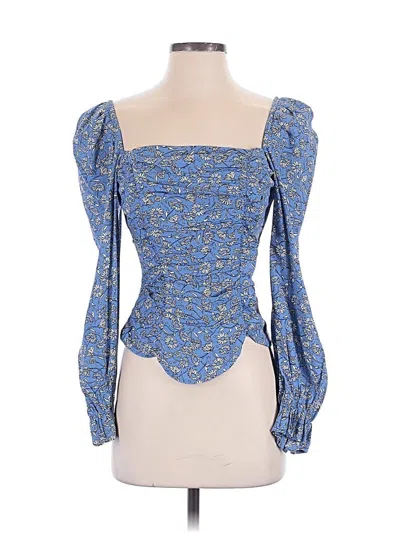 Pre-owned Astr 3/4 Sleeve Blouse In Blue