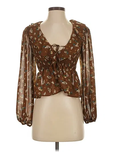 Pre-owned Astr 3/4 Sleeve Blouse In Brown
