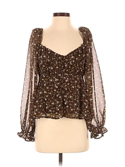 Pre-owned Astr 3/4 Sleeve Blouse In Brown