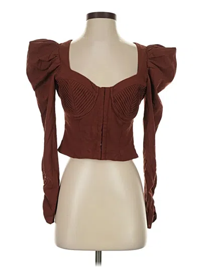 Pre-owned Astr 3/4 Sleeve Blouse In Brown