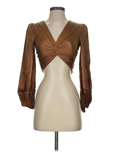 Pre-owned Astr 3/4 Sleeve Blouse In Brown