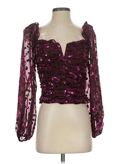 Pre-owned Astr 3/4 Sleeve Blouse In Burgundy