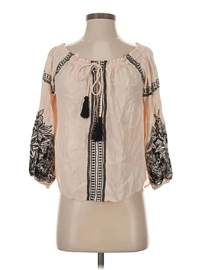Pre-owned Astr 3/4 Sleeve Blouse In Tan